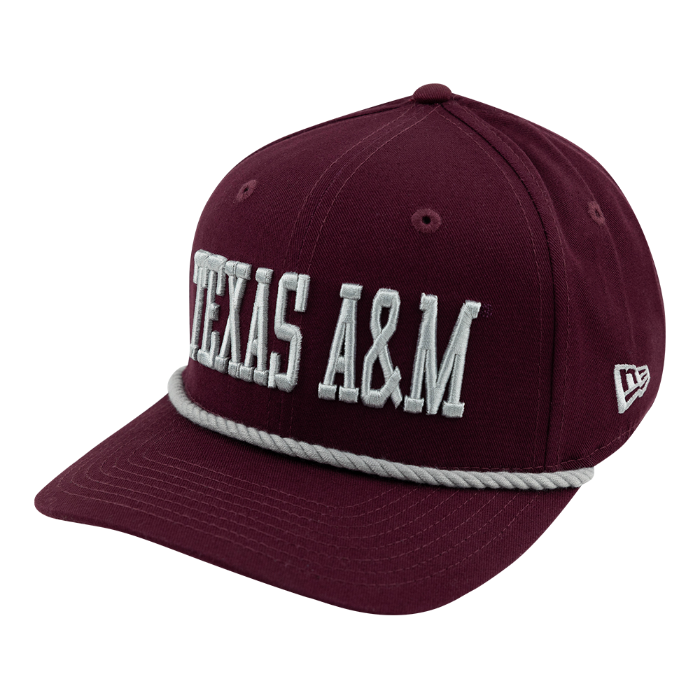 Maroon Hat with Gray Rope and Text