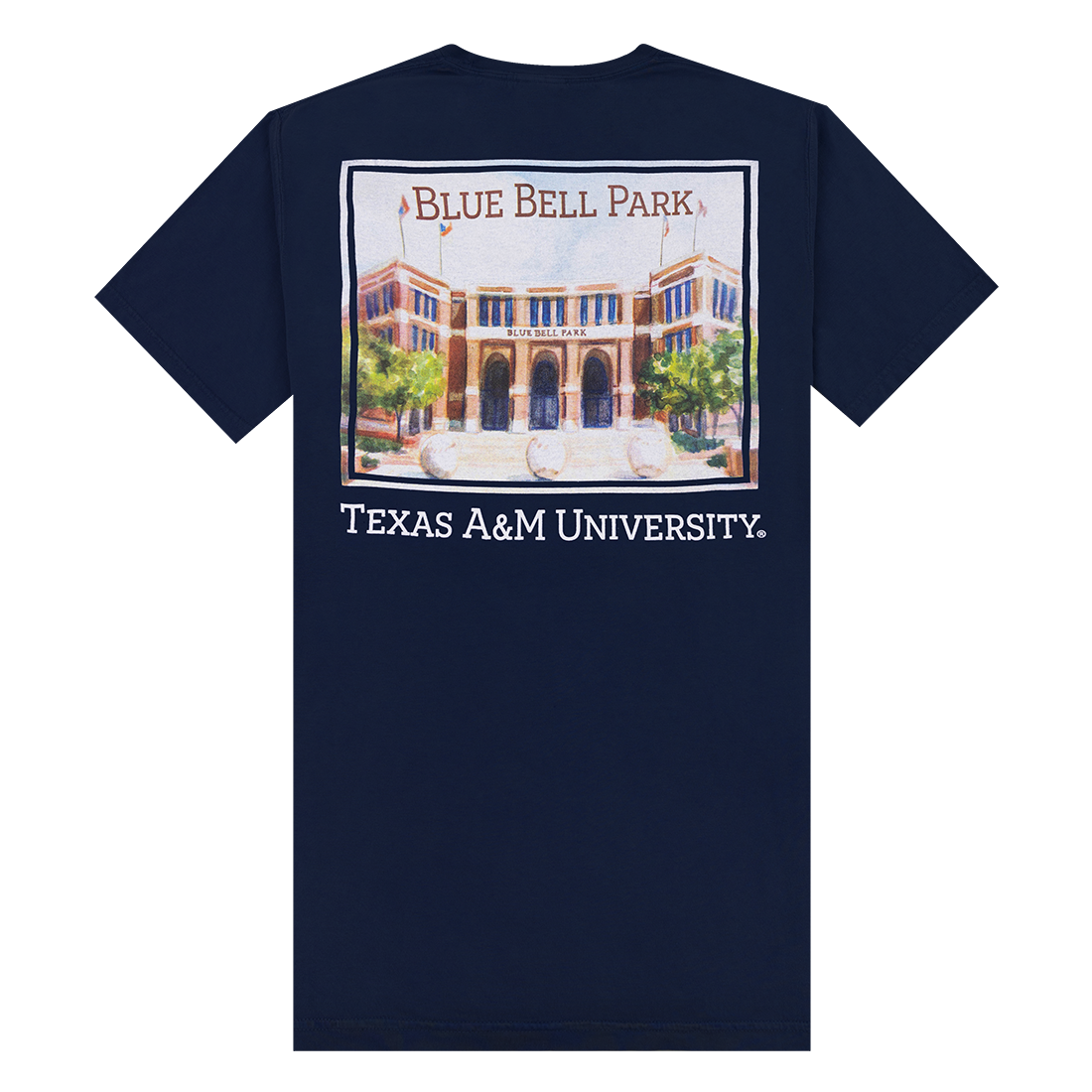Texas A&M Olsen Field Watercolor T-Shirt in Blue