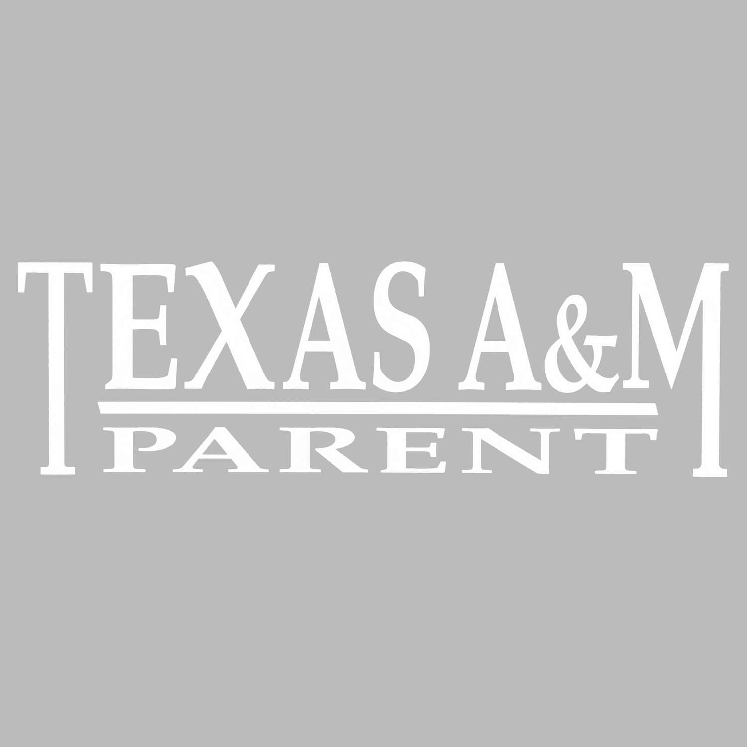 White Texas A&M Parent vinyl decal on light grey background.
