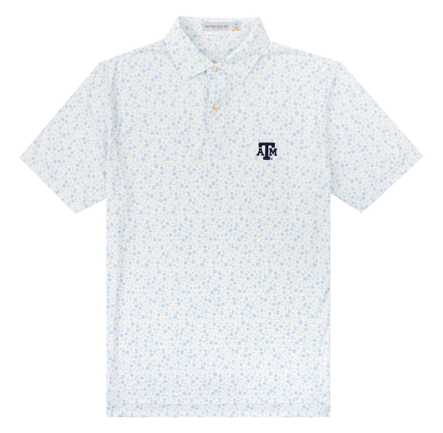 White Texas A&M Peter Millar with light blue design blue 