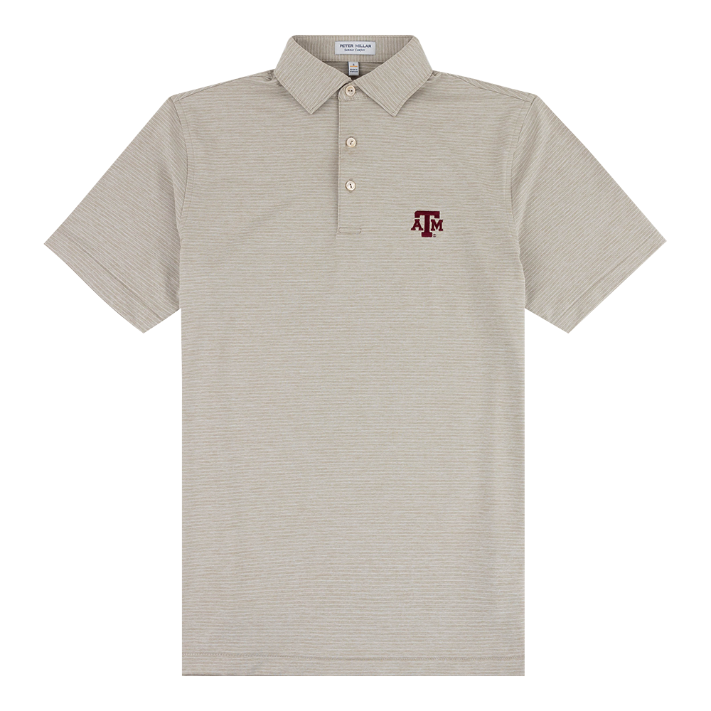 Texas A&M Peter Millar Highlands Performance Jersey Polo in Beige