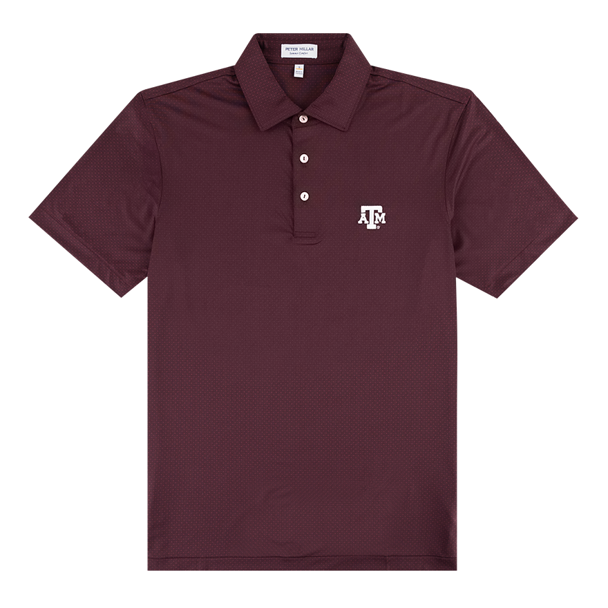 Maroon Spotted polo with White ATM logo