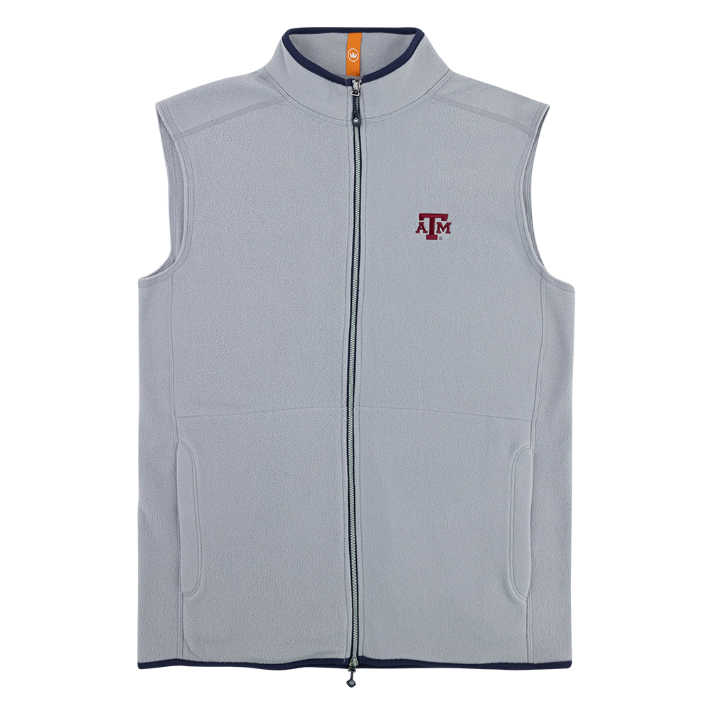 Gray Peter Millar Vest with Maroon ATM Logo