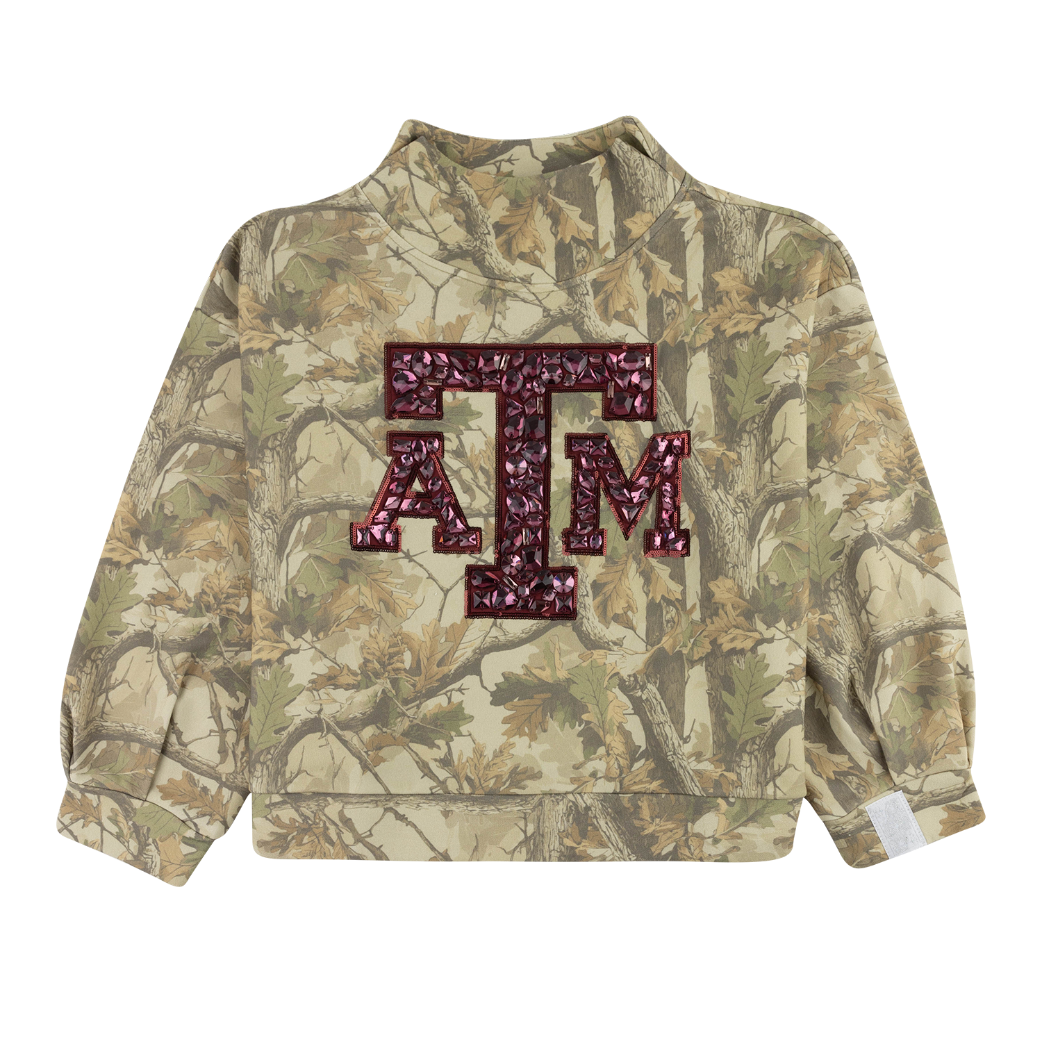 Camo mock neck with maroon stone ATM logo