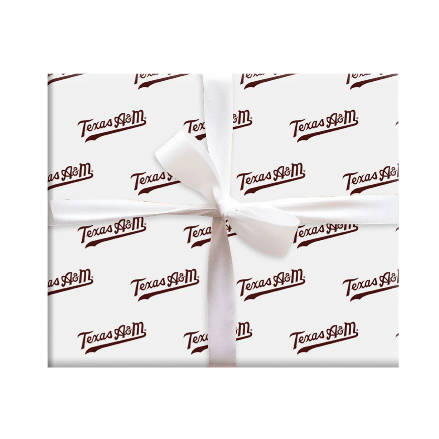 White Wrapping Paper with Maroon Script Lettering