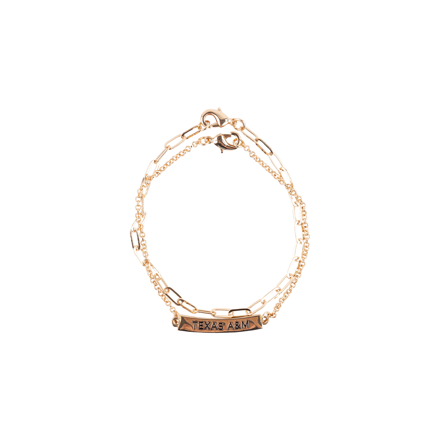 Rose gold bracelet with 'Texas A&M' engraving