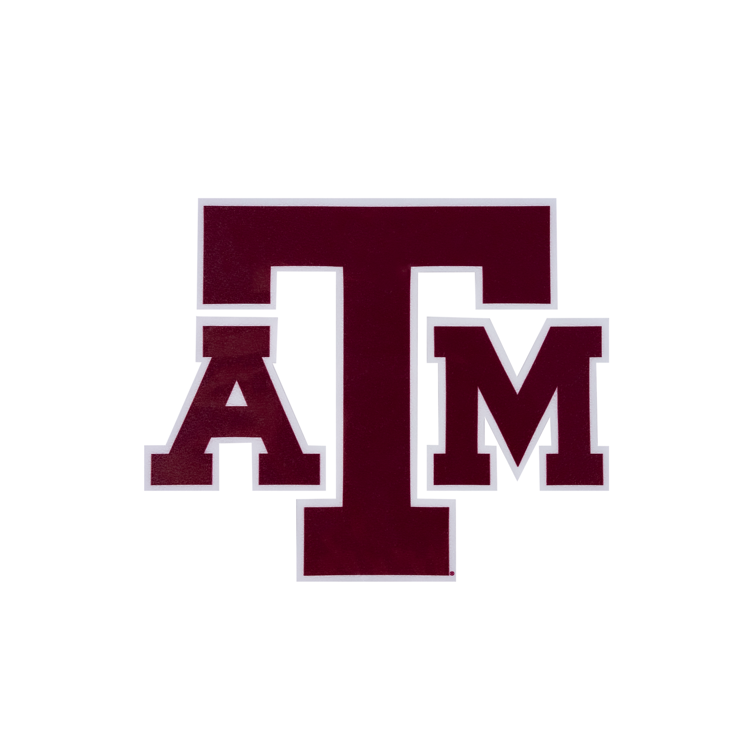 Maroon and white Texas A&M ATM logo sticker.