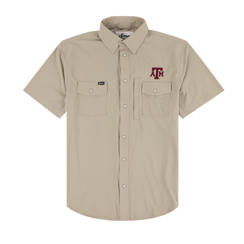 Texas A&M Snaps Clothing Short Sleeve Tailgater in Beige
