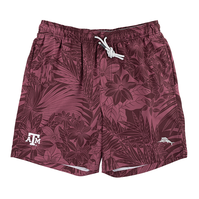 Maroon Shorts with floral patterns and ATM logo