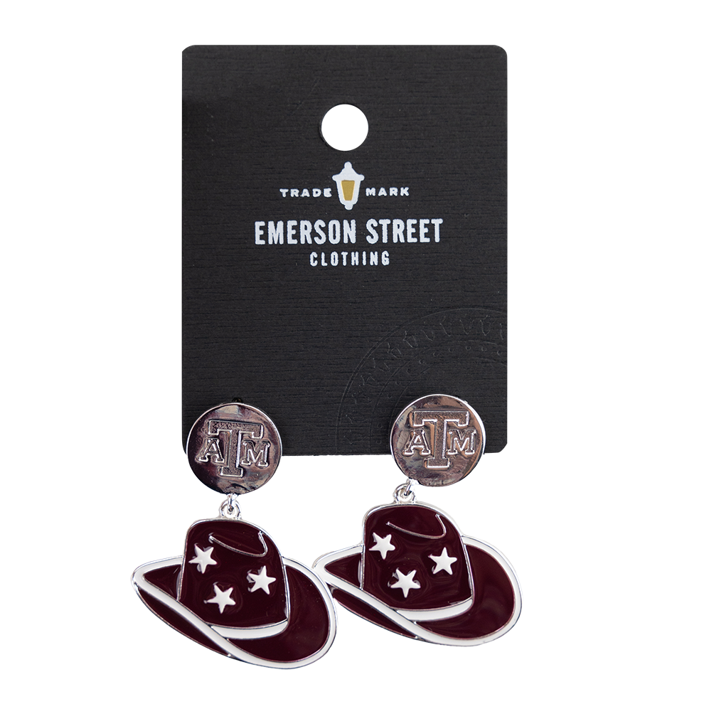 Texas A&M Maroon Star Cowboy Hat Earring