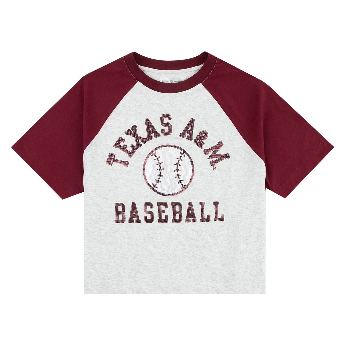 Texas A&M Stewart Simmons Baseball Sequin Raglan Top