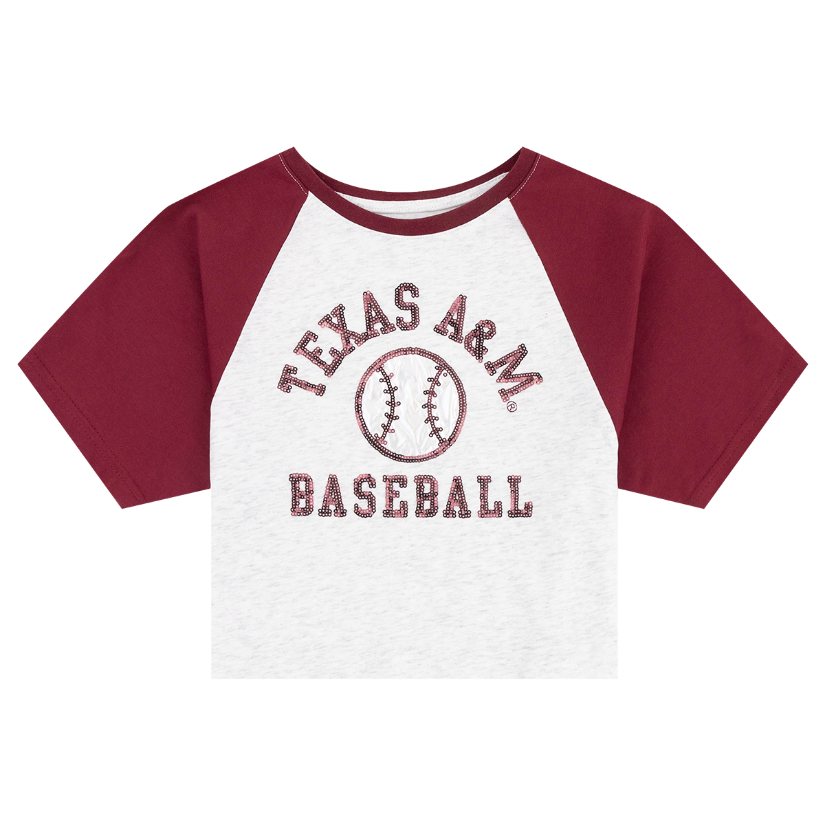 Texas A&M Stewart Simmons Girls Baseball Sequin Raglan Top