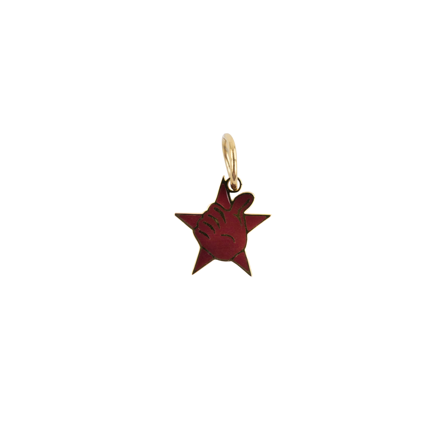 Maroon star charm with Texas A&M Gig 'Em thumb.