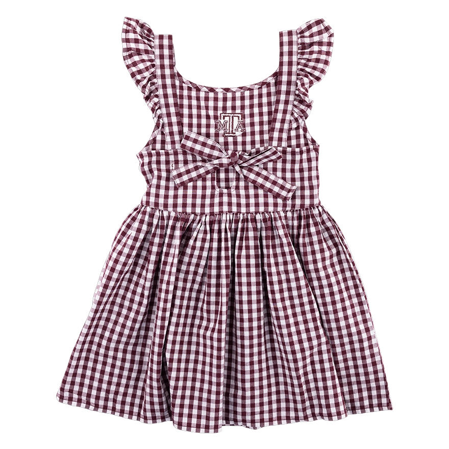 Back of the dress is tied with a bow. 