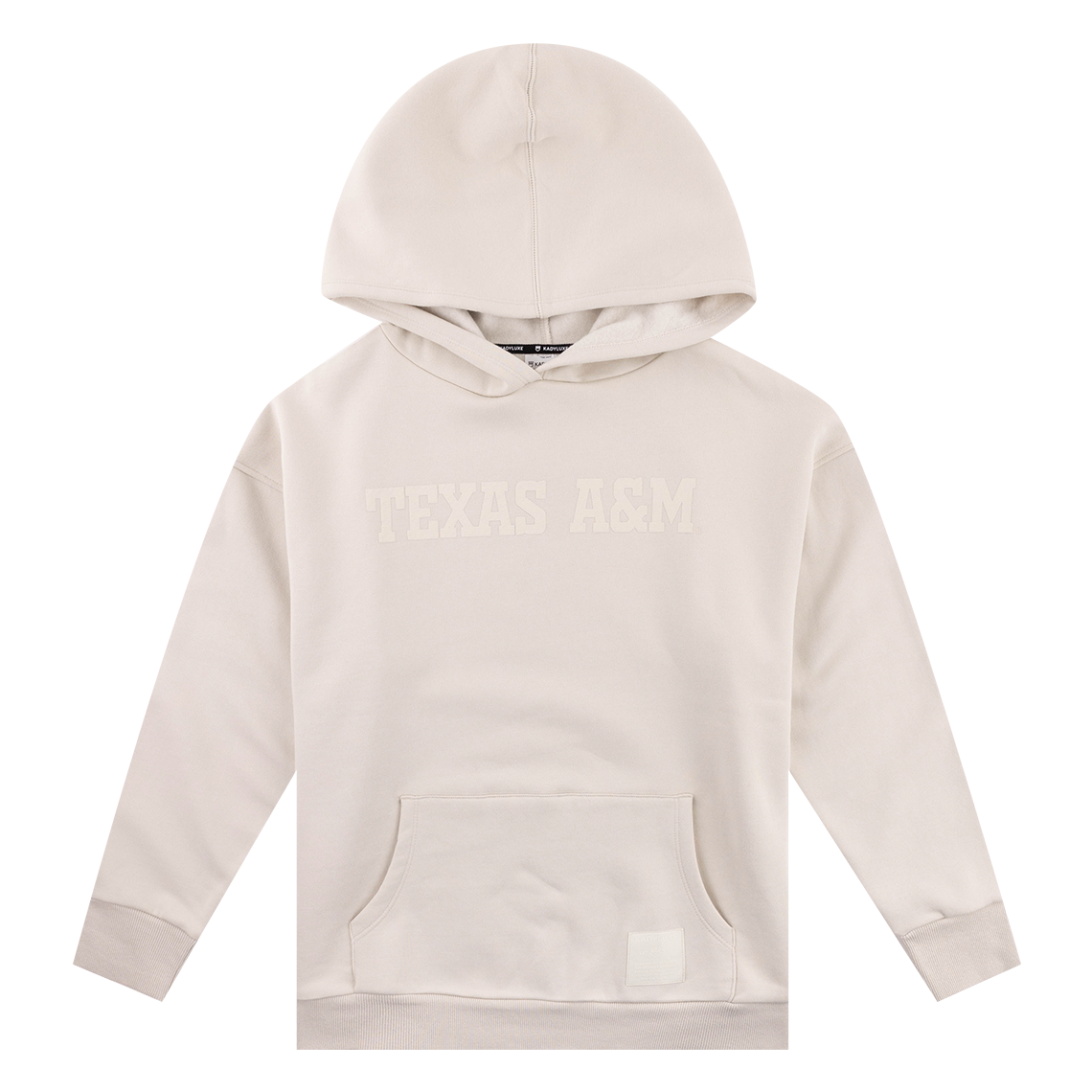 Cream hoodie with "Texas A&M" in cream