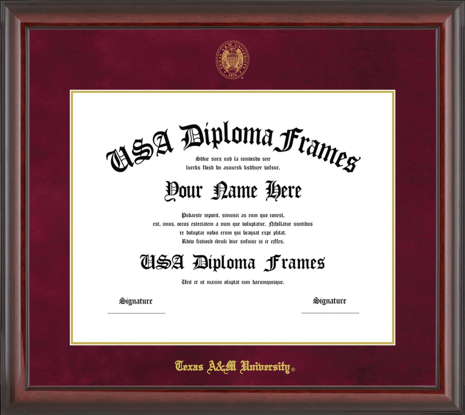 Texas A&M Traditional with Maroon Mat Diploma Frame