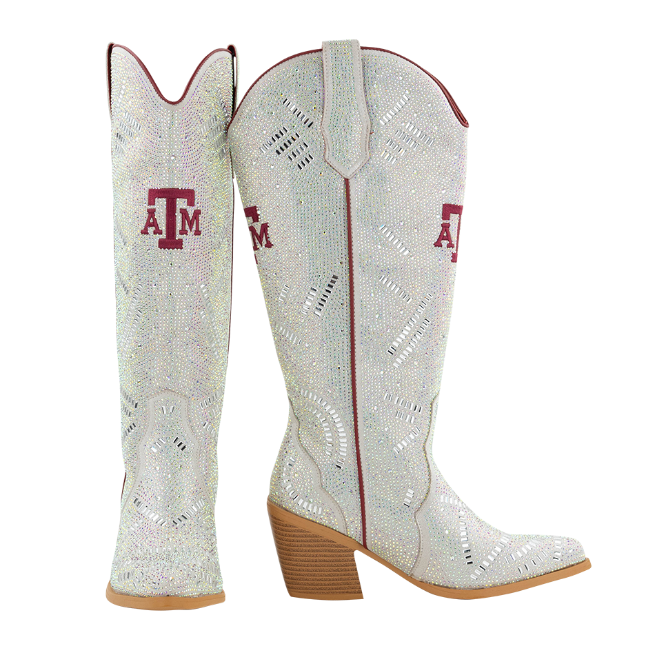 Rhinestone Boots with Maroon ATM decals and lining
