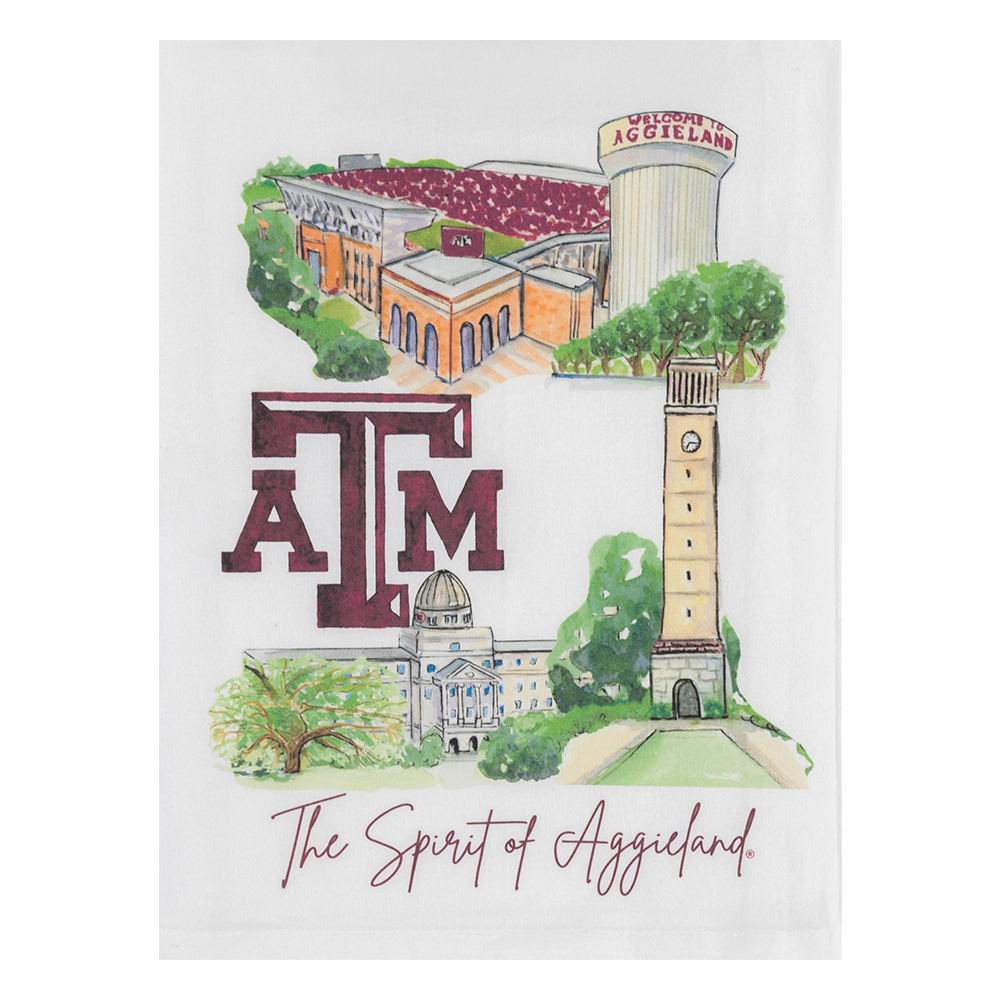 Texas A&M Valiant Landmark Tea Towel
