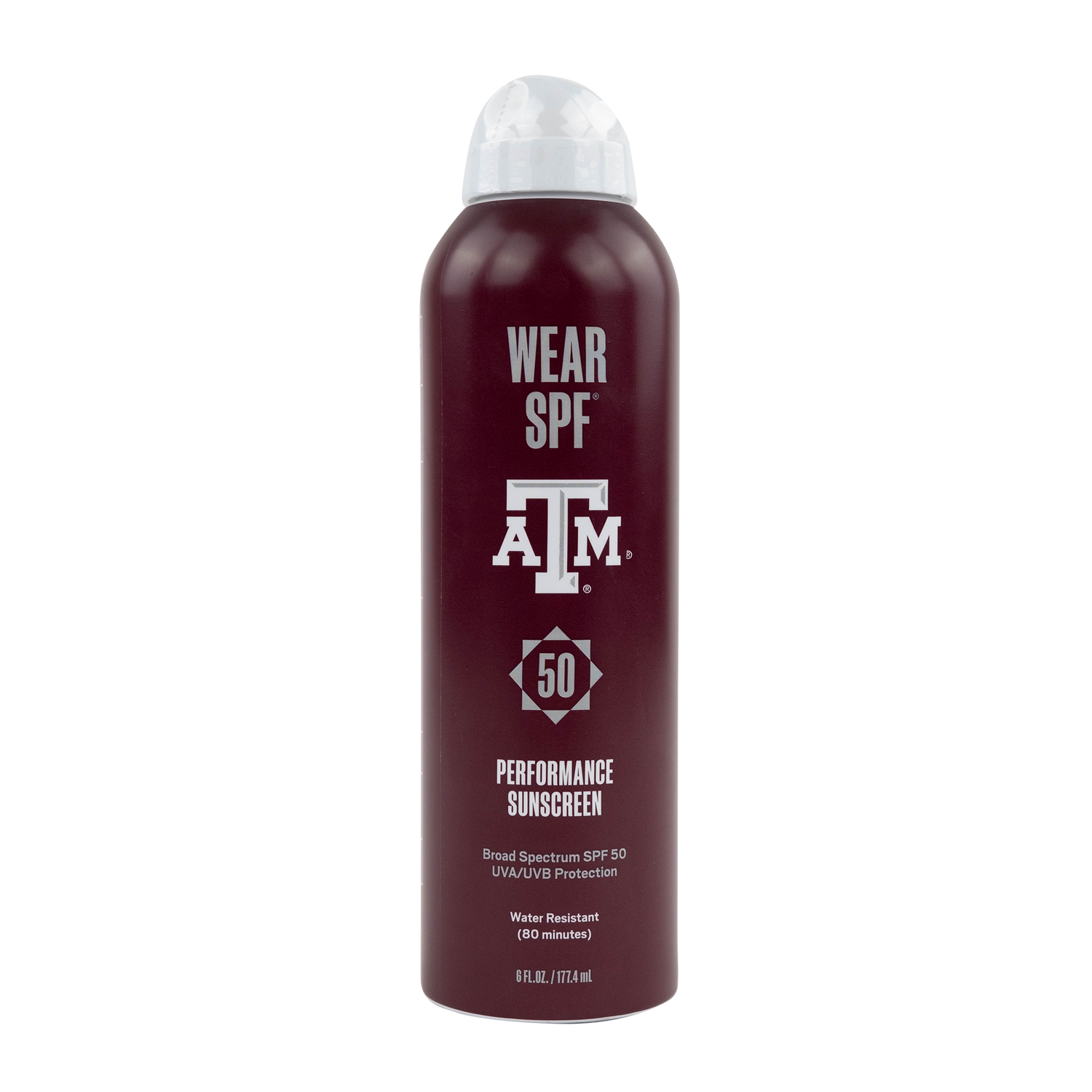 Maroon bottle of A&M Sunscreen