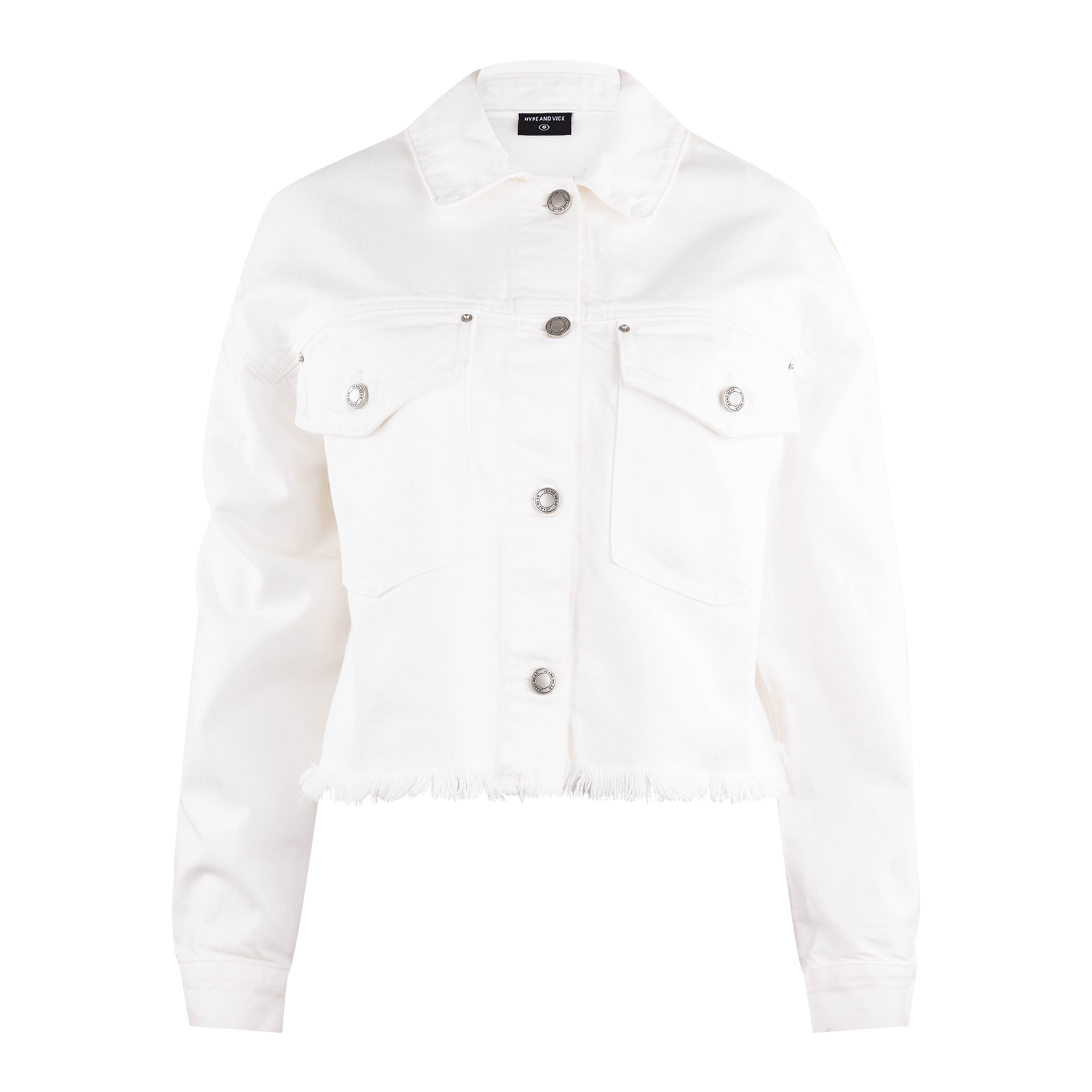 White Hype & Vice Jean jacket with maroon Texas A&M on the back.