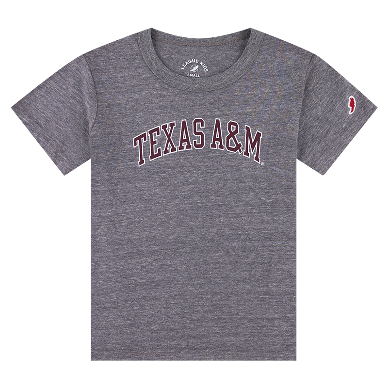 Gray T-shirt with "Texas A&M" in maroon and white on the front.