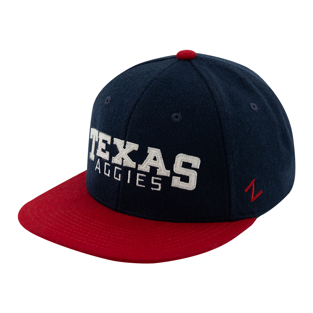 Navy blue hat with red brim and "TEXAS AGGIES" in white