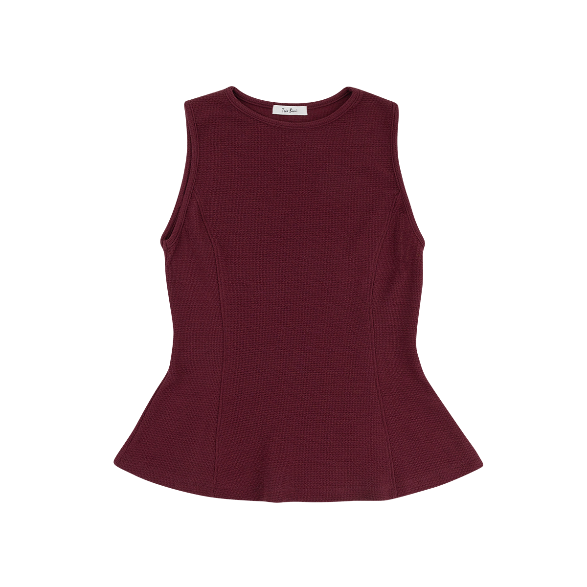 Soft maroon peplum trimmed top
