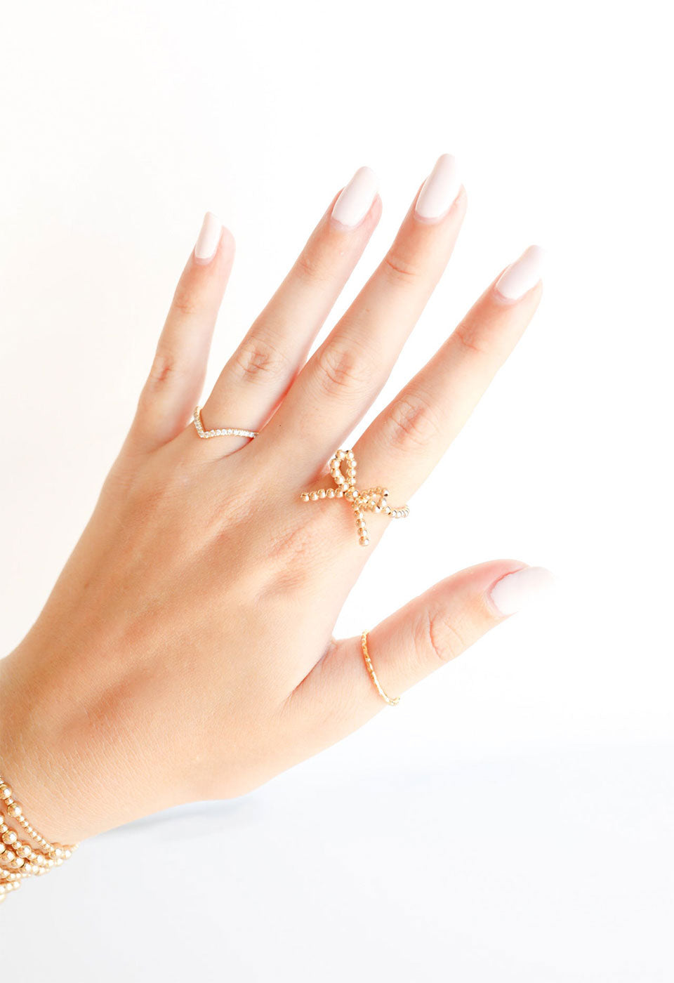 Beaded Blondes Gold Bow Ring