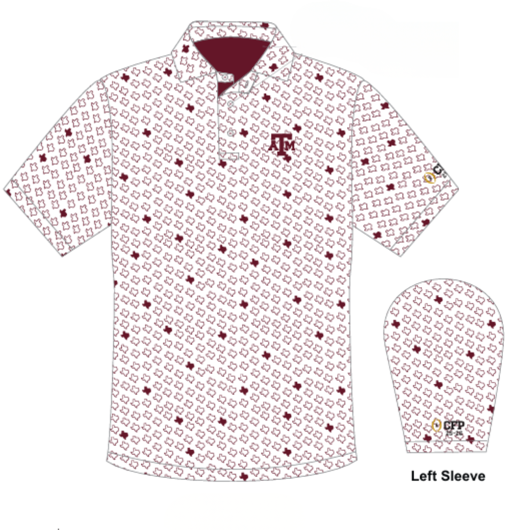 Texas A&M 2025 College Football Playoff Texas Print Polo
