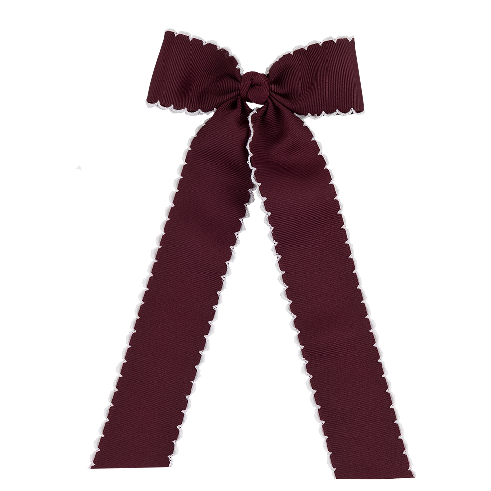 Maroon bow with long ribbons 