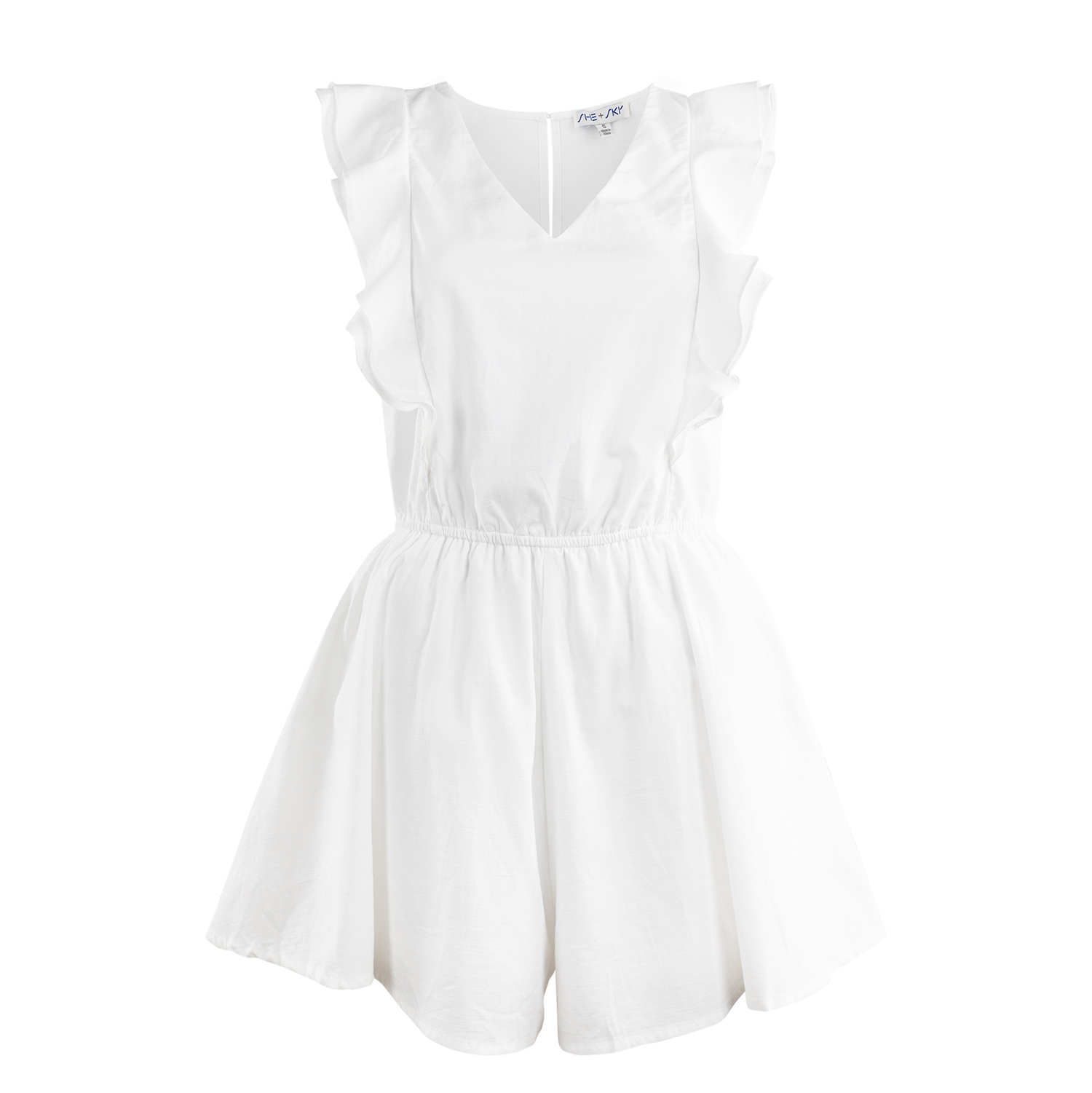 White romper with flutter sleeves