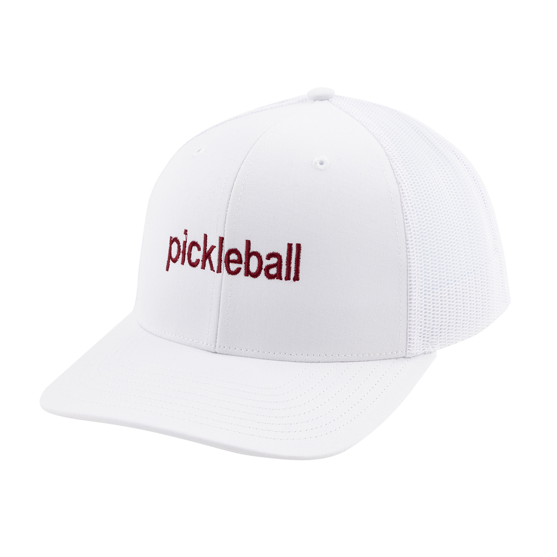 White Cap with maroon "pickleball" print