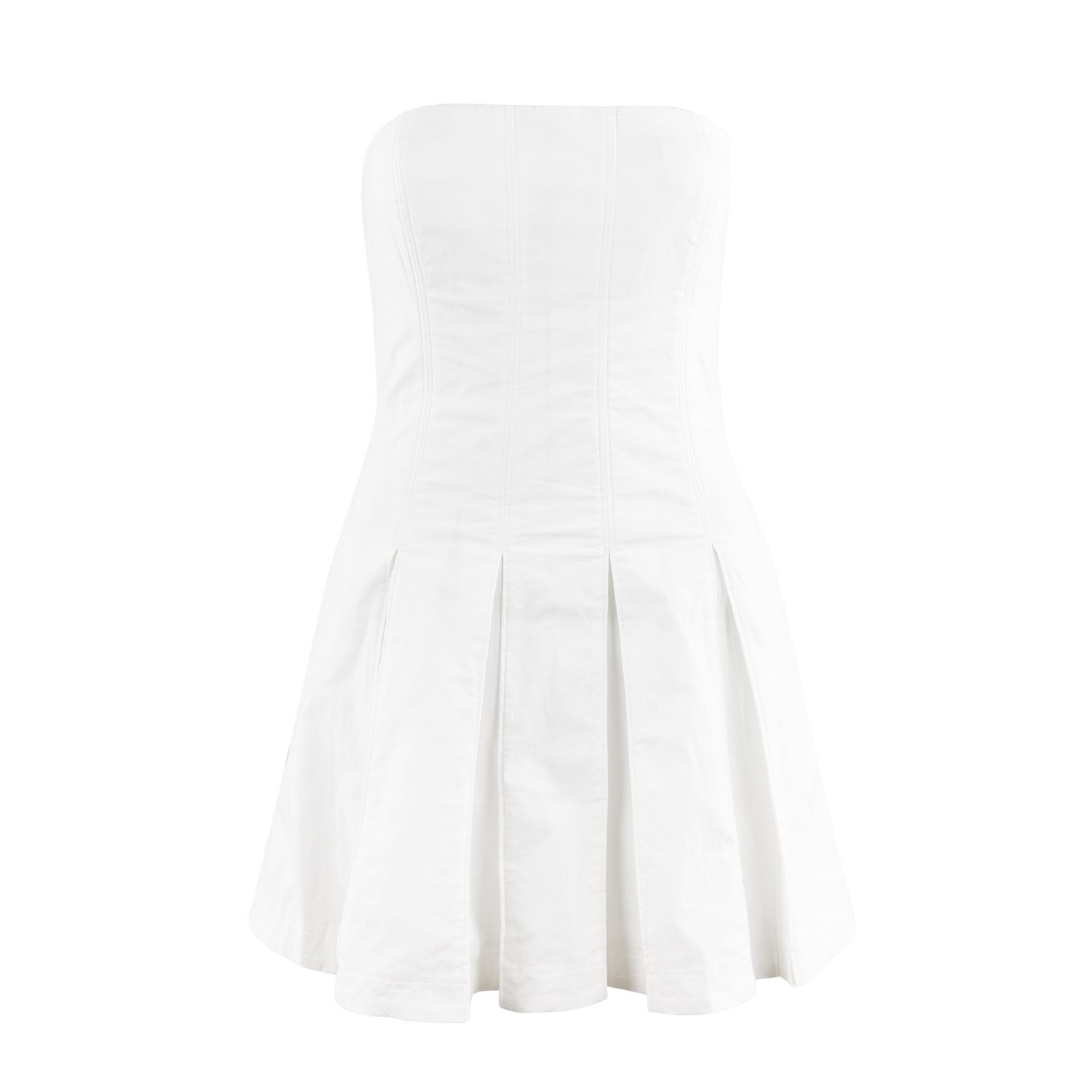 White strapless dress with pleats