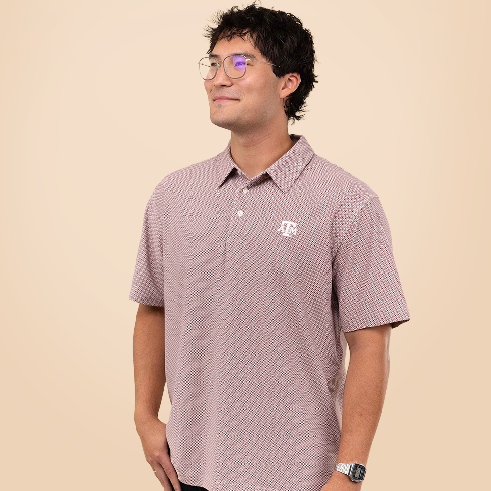 Texas A&M Collegiate Outfitters Maroon Mosaic Tile Polo