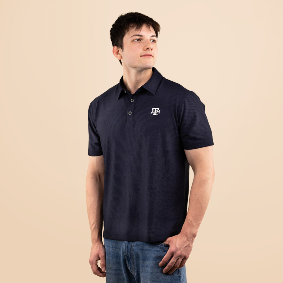 Texas A&M Collegiate Outfitters Textured Polo - Navy