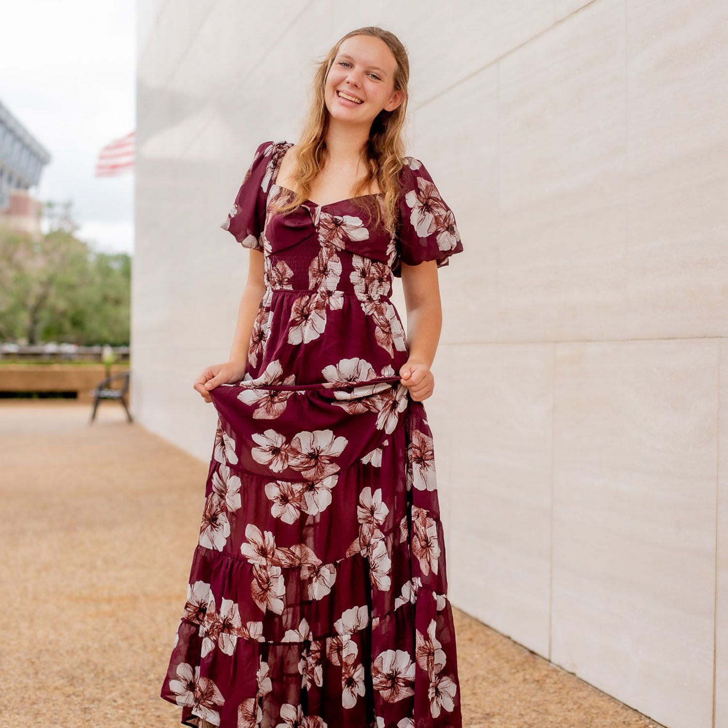 Collegiate Outfitters Boho Floral Maxi Dress - Maroon