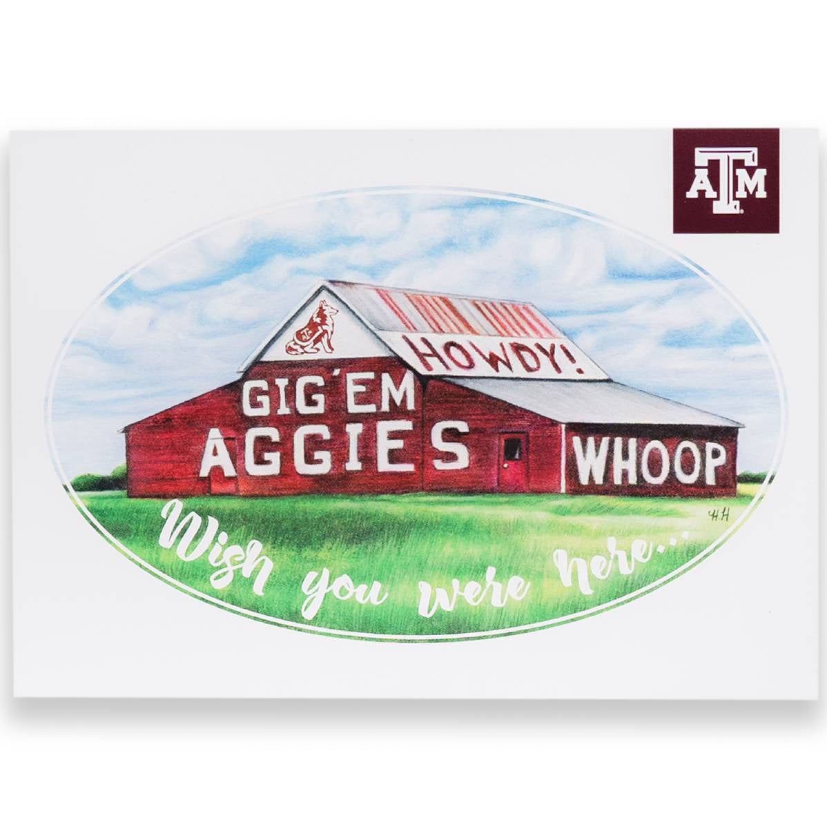 Texas A&M Aggies Gig 'Em Barn Postcard