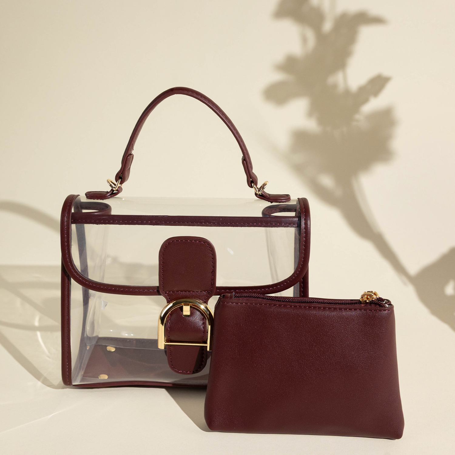 Collegiate Outfitters Clear Buckle Bag with Wallet - Maroon