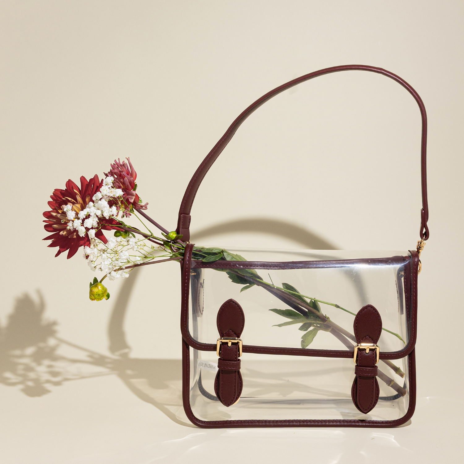 Collegiate Outfitters Clear Satchel Bag with Wristlet - Maroon