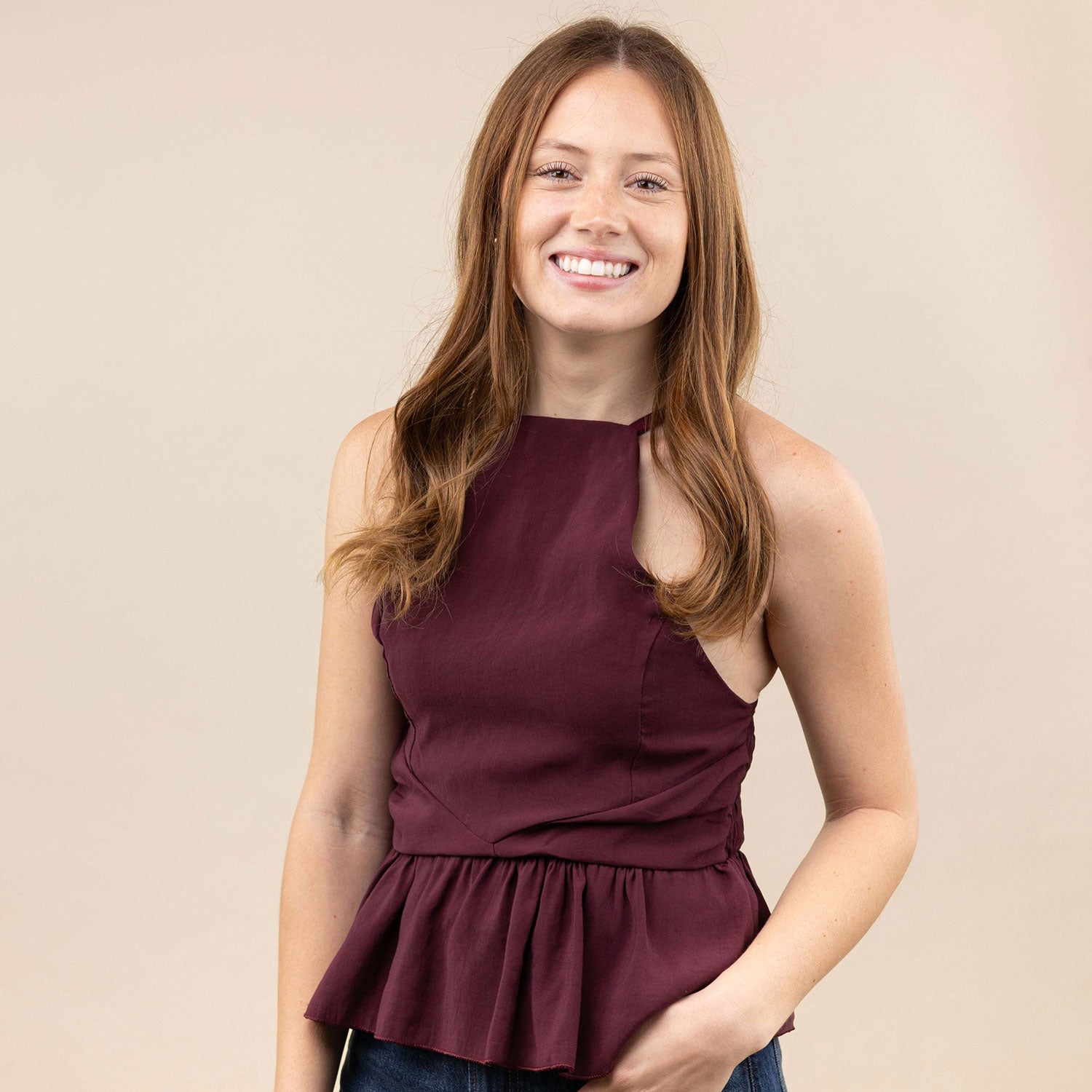Collegiate Outfitters Peplum Italian Cami - Maroon