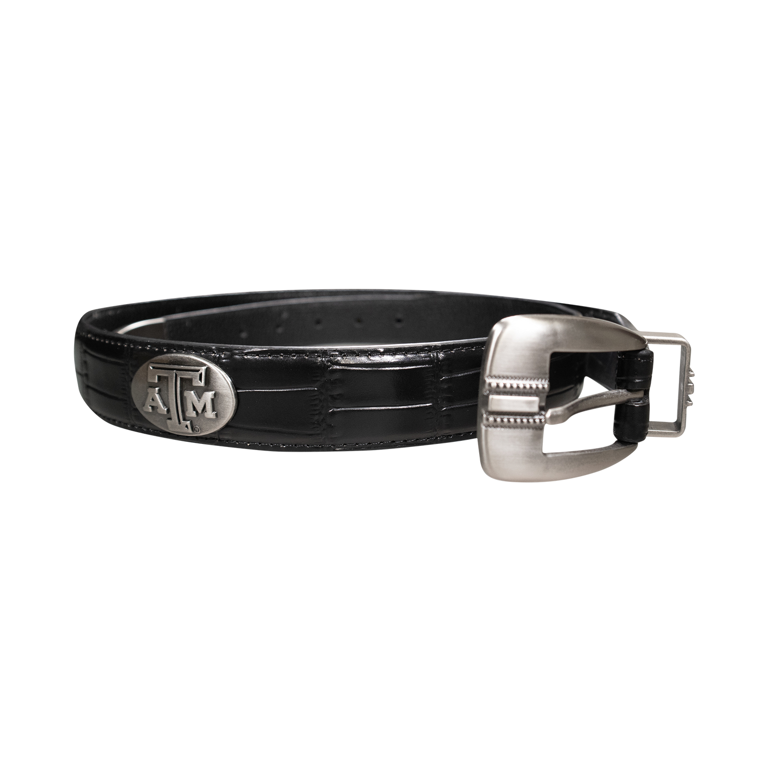 Texas A&M Zepplin Crocodile Concho Black Belt