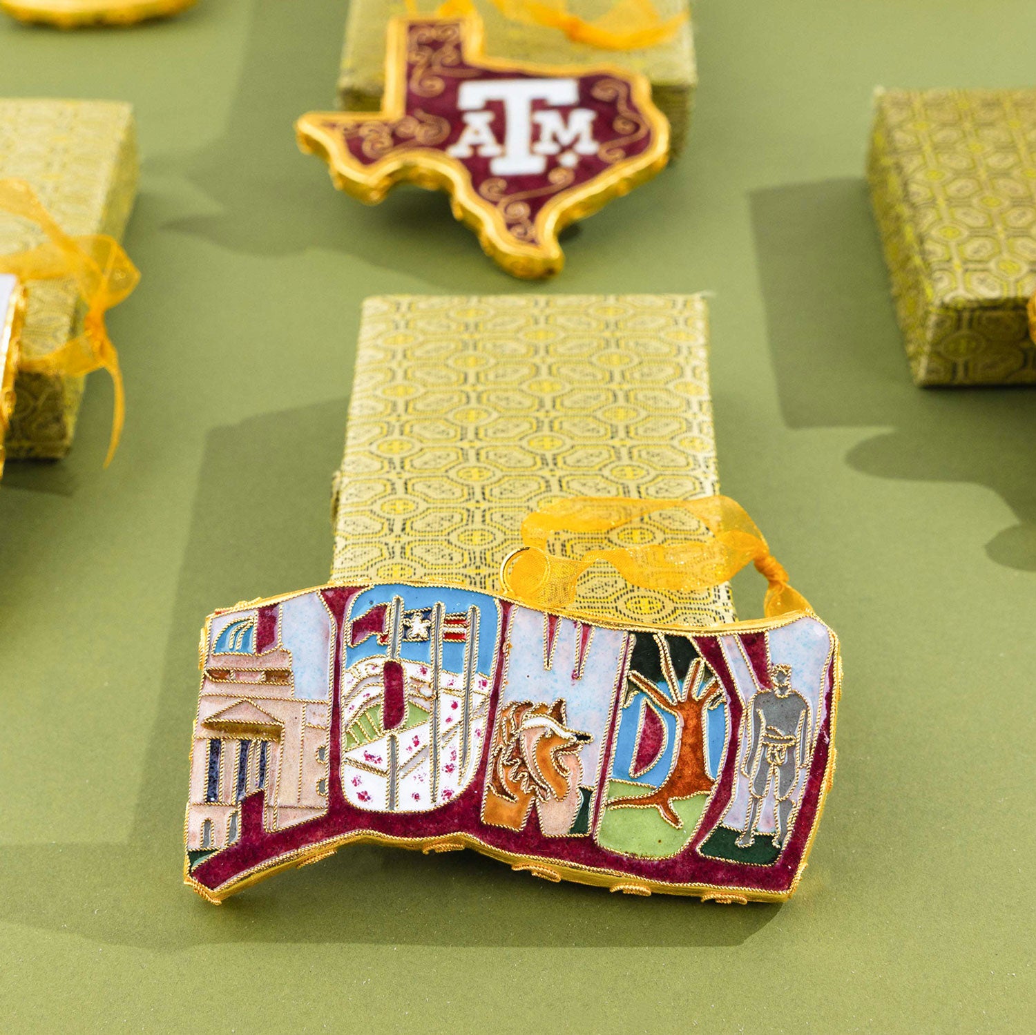 Texas A&M Kitty Keller Howdy Shaped Ornament