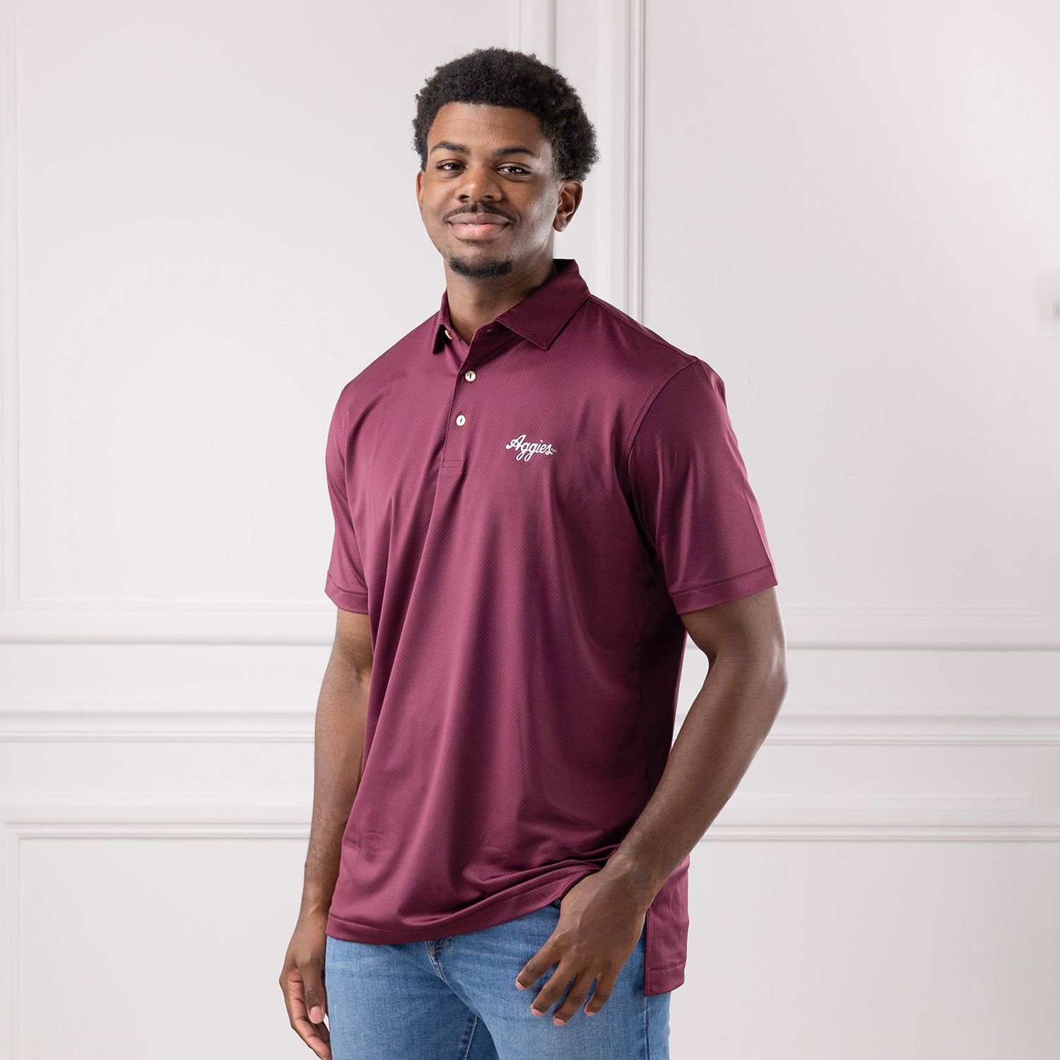 Script Aggies Peter Millar Hugo Performance Polo - Maroon