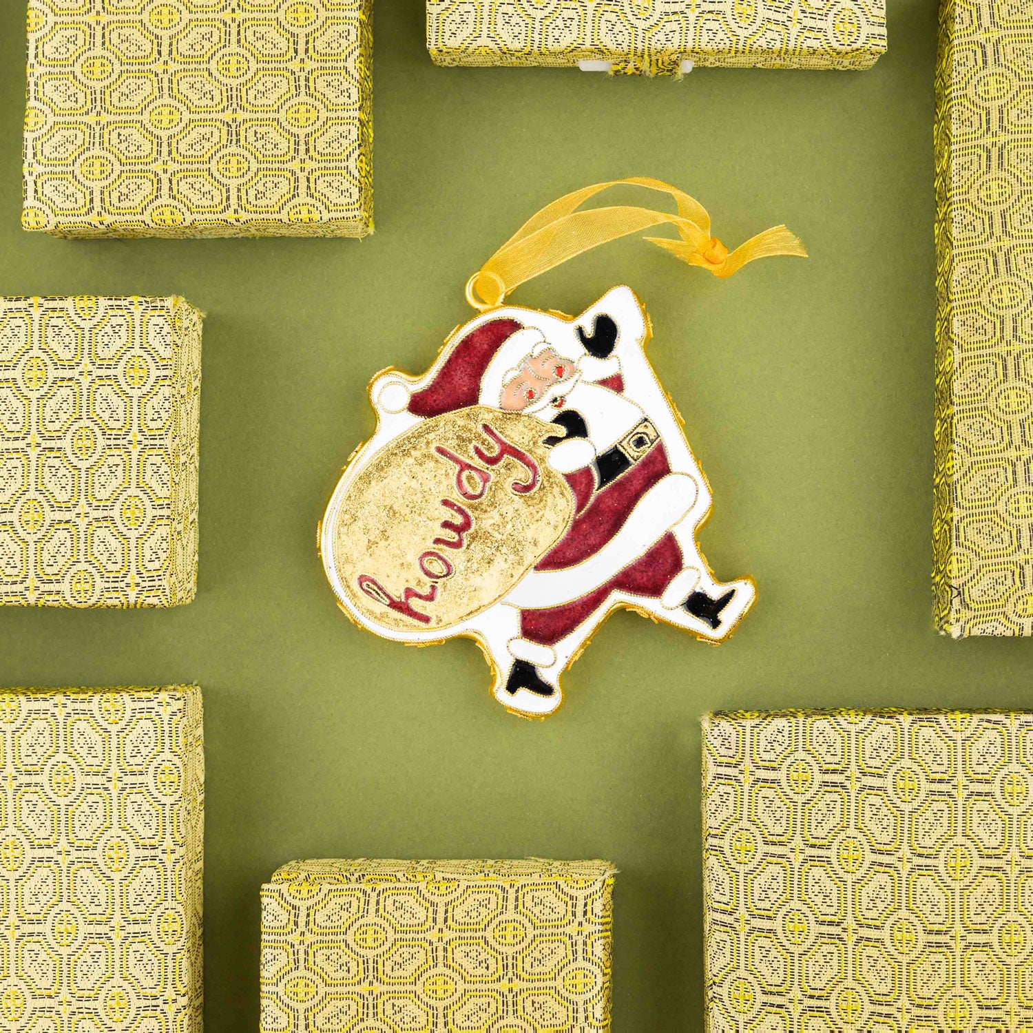 Kitty Keller Howdy Santa Ornament