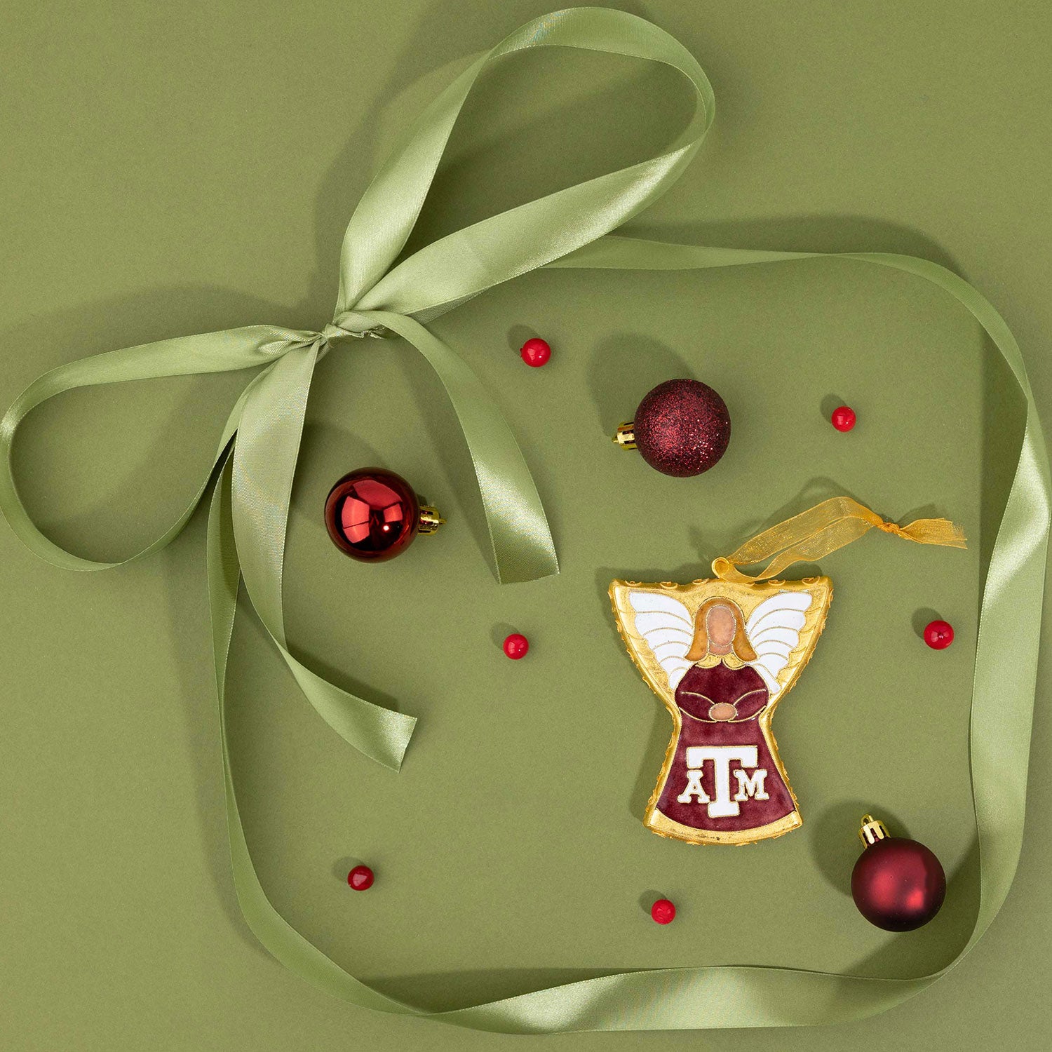 Texas A&M Kitty Keller Angel Ornament - Maroon