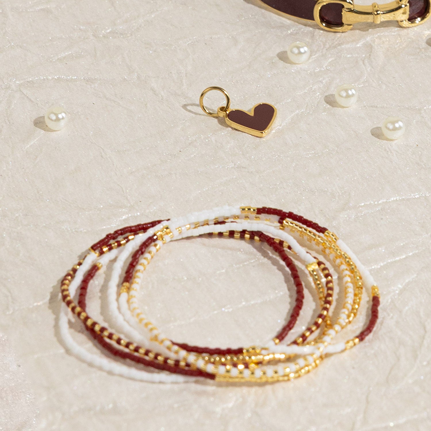 A Wink of Yellow Multi Beaded Stretch Bracelet Stack