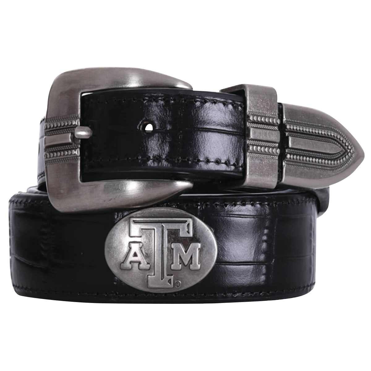 Texas A&M Zepplin Crocodile Concho Black Belt