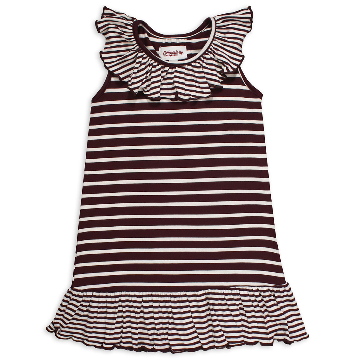 Maroon & White Striped Toddler Dress