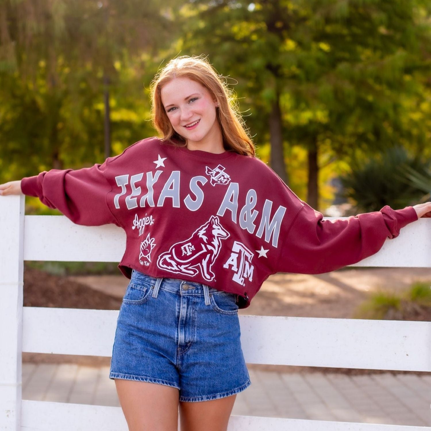 Texas A&M Patched Up Embroidered Cropped Sweatshirt - Maroon