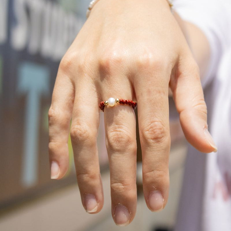 Beaded Blondes Pearl Ring - Maroon